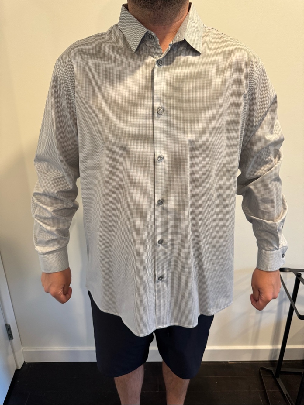 Alfani Men's Light Gray Micro-Print Dress Shirt